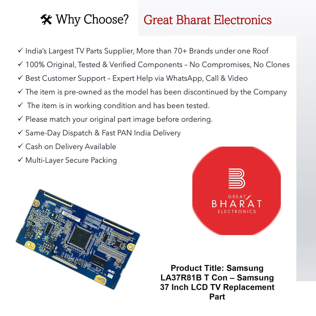 Samsung LA37R81B T-Con Board – Samsung 37 Inch LCD TV Replacement Part - Great Bharat Electronics