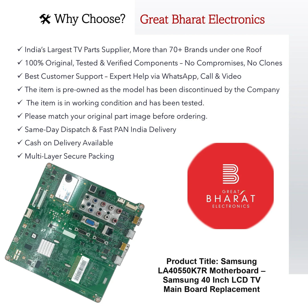 Samsung LA40550K7R Motherboard – Samsung 40 Inch LCD TV Main Board Replacement - Great Bharat Electronics
