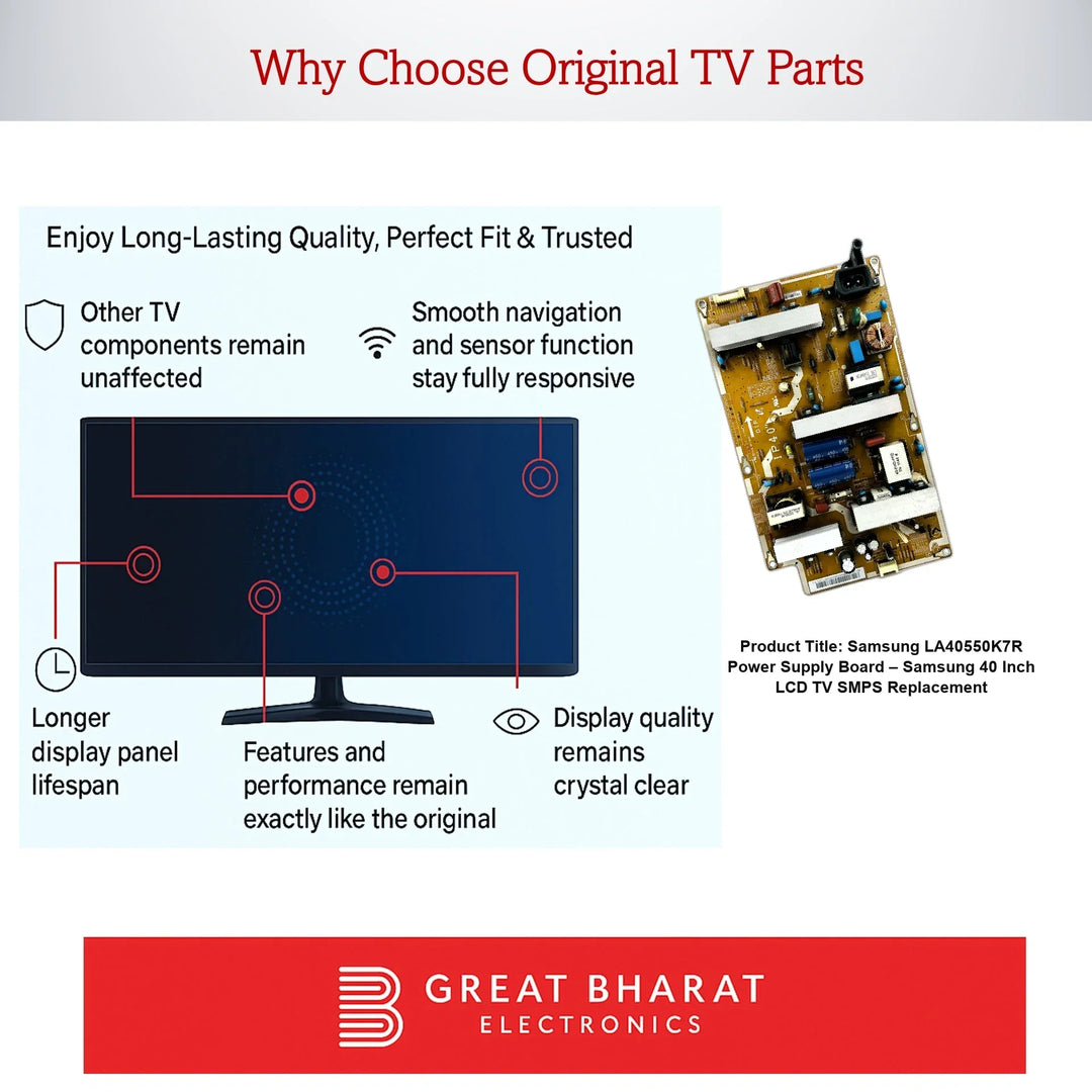 Samsung LA40550K7R Power Supply Board – Samsung 40 Inch LCD TV SMPS Replacement - Great Bharat Electronics