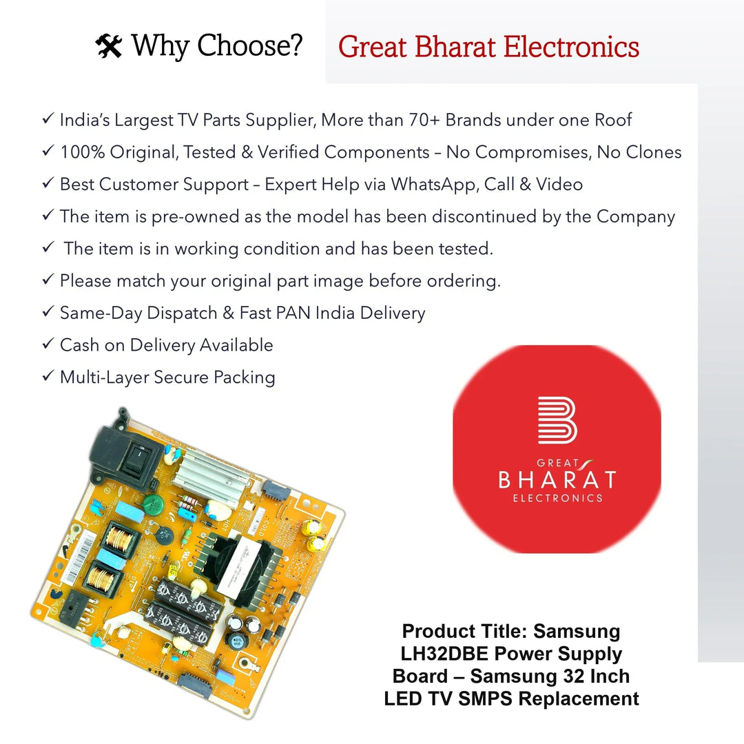 Samsung LH32DBE Power Supply Board – Samsung 32 Inch LED TV SMPS Replacement - Great Bharat Electronics
