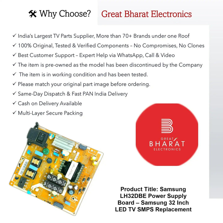 Samsung LH32DBE Power Supply Board – Samsung 32 Inch LED TV SMPS Replacement - Great Bharat Electronics