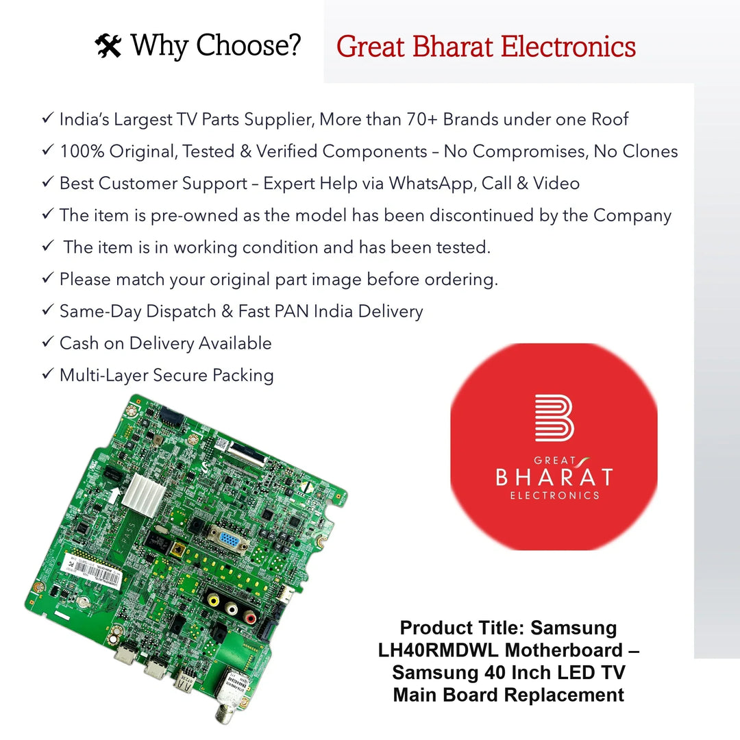 Samsung LH40RMDWL Motherboard – Samsung 40 Inch LED TV Main Board Replacement - Great Bharat Electronics