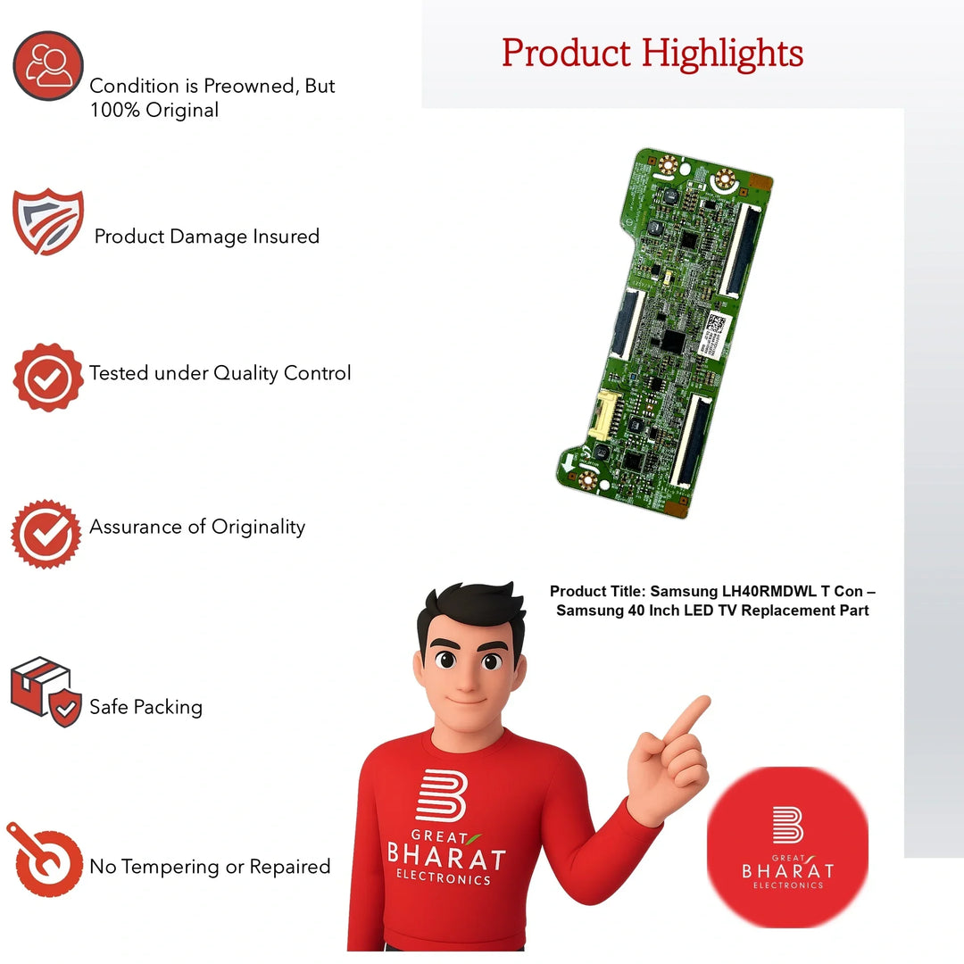 Samsung LH40RMDWL T-Con Board – Samsung 40 Inch LED TV Replacement Part - Great Bharat Electronics