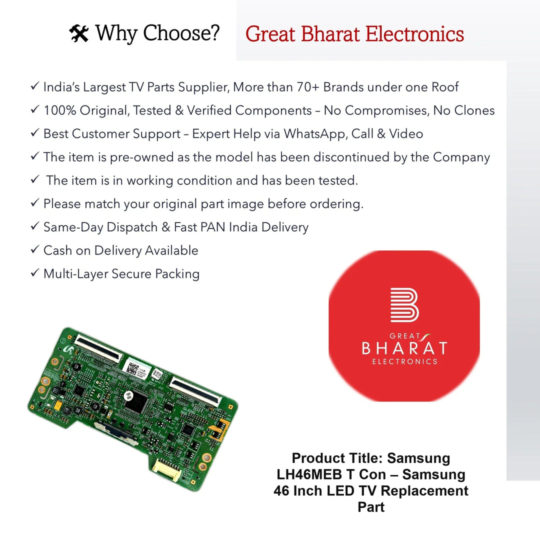 Samsung LH46MEB T-Con Board – Samsung 46 Inch LED TV Replacement Part - Great Bharat Electronics