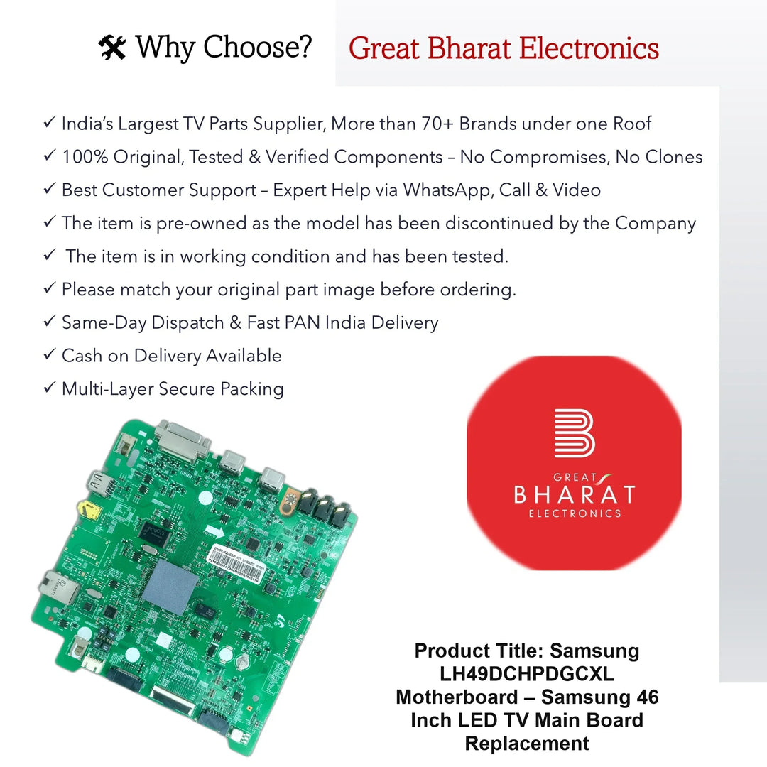 Samsung LH49DCHPDGCXL Motherboard – Samsung 46 Inch LED TV Main Board Replacement - Great Bharat Electronics