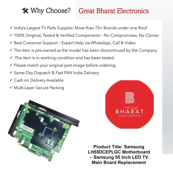 Samsung LH55DCEPLGC Motherboard – Samsung 55 Inch LED TV Main Board Replacement - Great Bharat Electronics