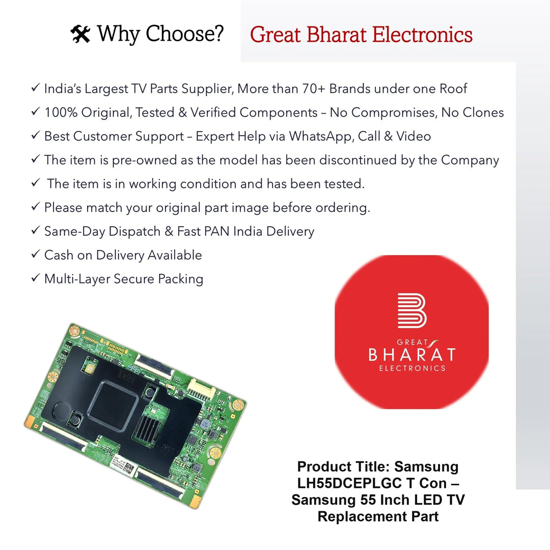 Samsung LH55DCEPLGC T-Con Board – Samsung 55 Inch LED TV Replacement Part - Great Bharat Electronics