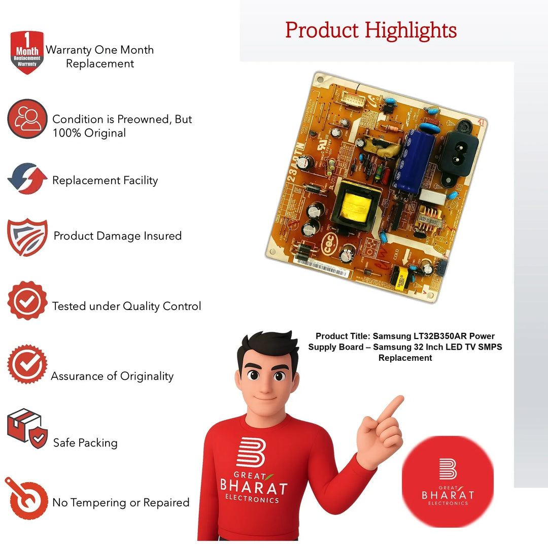 Samsung LT32B350AR Power Supply Board – Samsung 32 Inch LED TV SMPS Replacement - Great Bharat Electronics