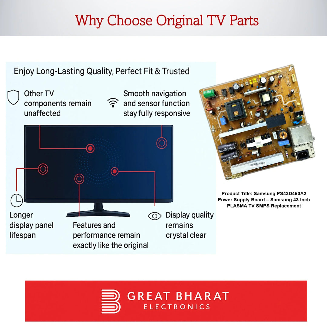 Samsung PS43D450A2 Power Supply Board – Samsung 43 Inch Plasma TV SMPS Replacement - Great Bharat Electronics