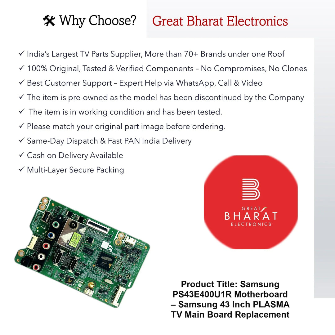 Samsung PS43E400U1R Motherboard – Samsung 43 Inch Plasma TV Main Board Replacement - Great Bharat Electronics