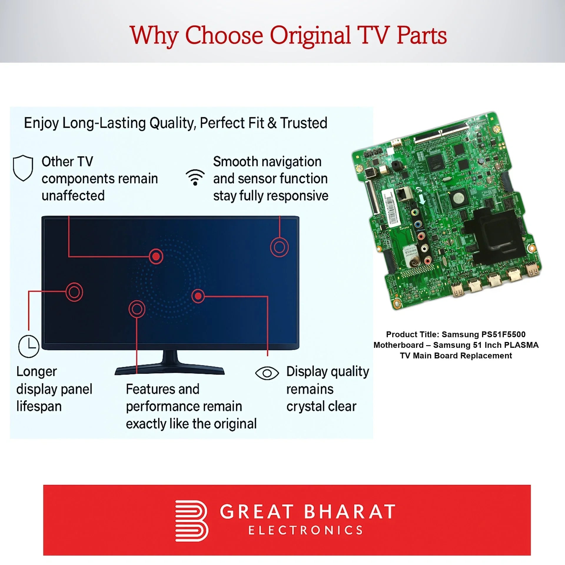 Samsung PS51F5500 Motherboard – Samsung 51 Inch Plasma TV Main Board Replacement - Great Bharat Electronics
