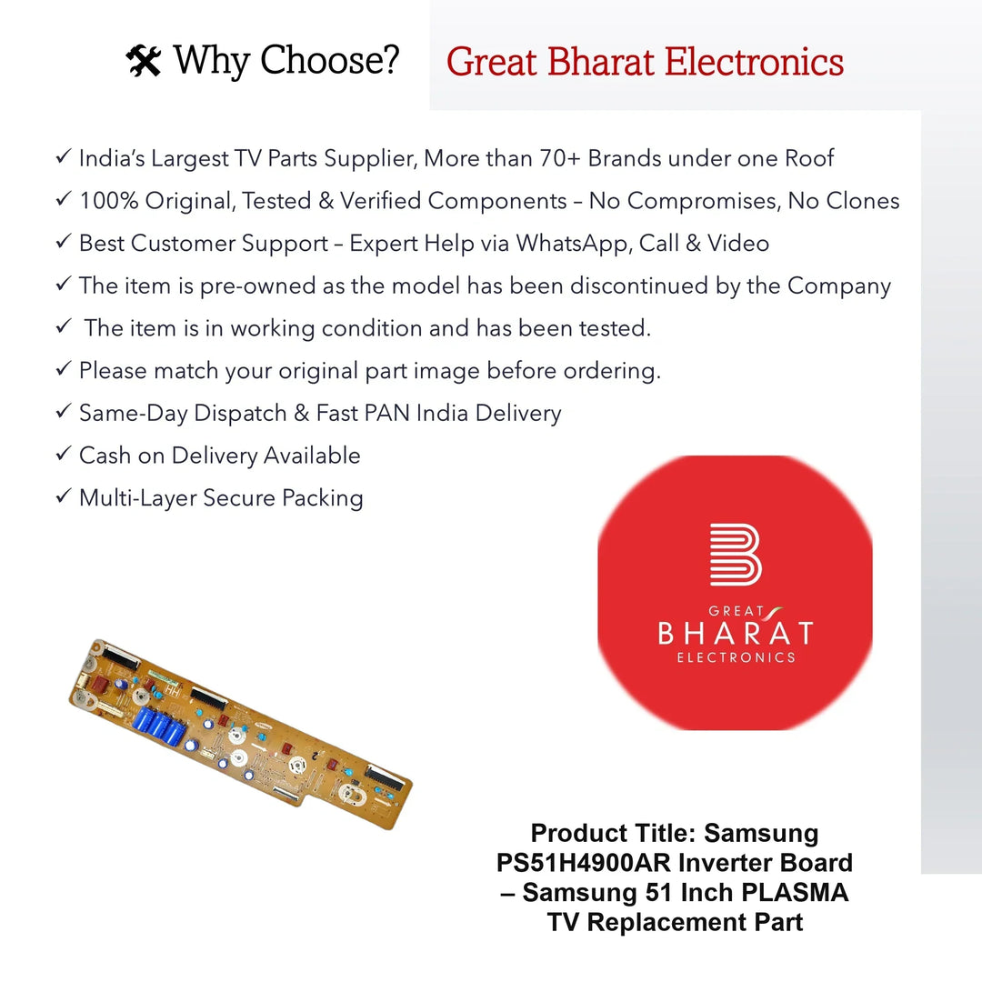 Samsung PS51H4900AR Inverter Board – Samsung 51 Inch Plasma TV Replacement Part - Great Bharat Electronics