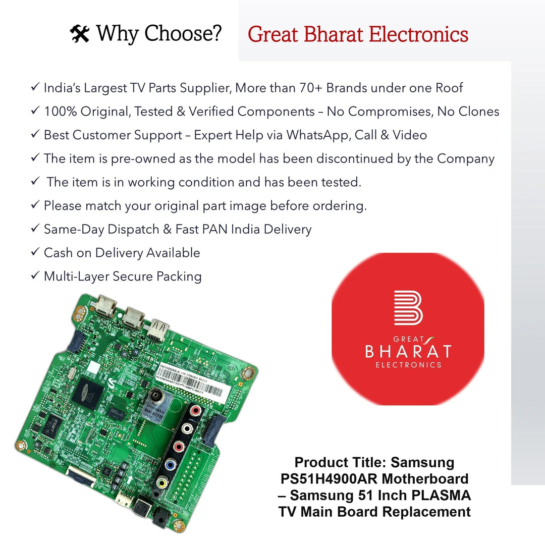 Samsung PS51H4900AR Motherboard – Samsung 51 Inch Plasma TV Main Board Replacement - Great Bharat Electronics