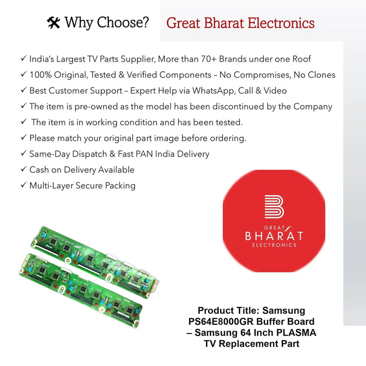 Samsung PS64E8000GR Buffer Board – Samsung 64 Inch Plasma TV Replacement Part - Great Bharat Electronics
