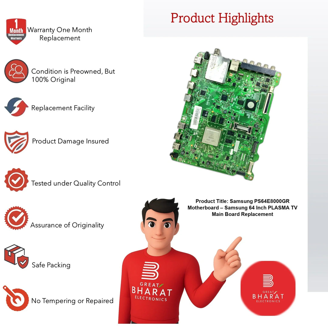 Samsung PS64E8000GR Motherboard – Samsung 64 Inch Plasma TV Main Board Replacement - Great Bharat Electronics