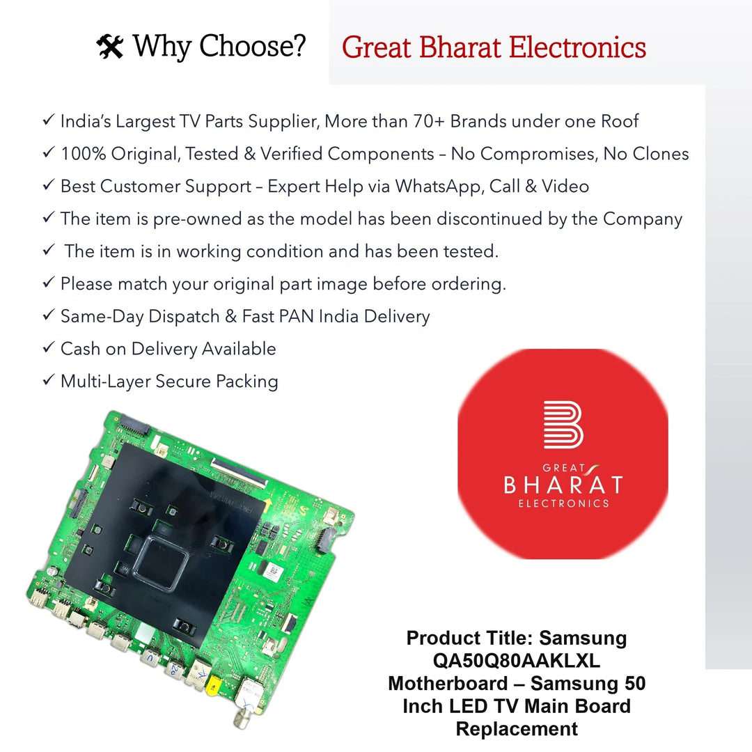 Samsung QA50Q80AAKLXL Motherboard – Samsung 50 Inch LED TV Main Board Replacement - Great Bharat Electronics