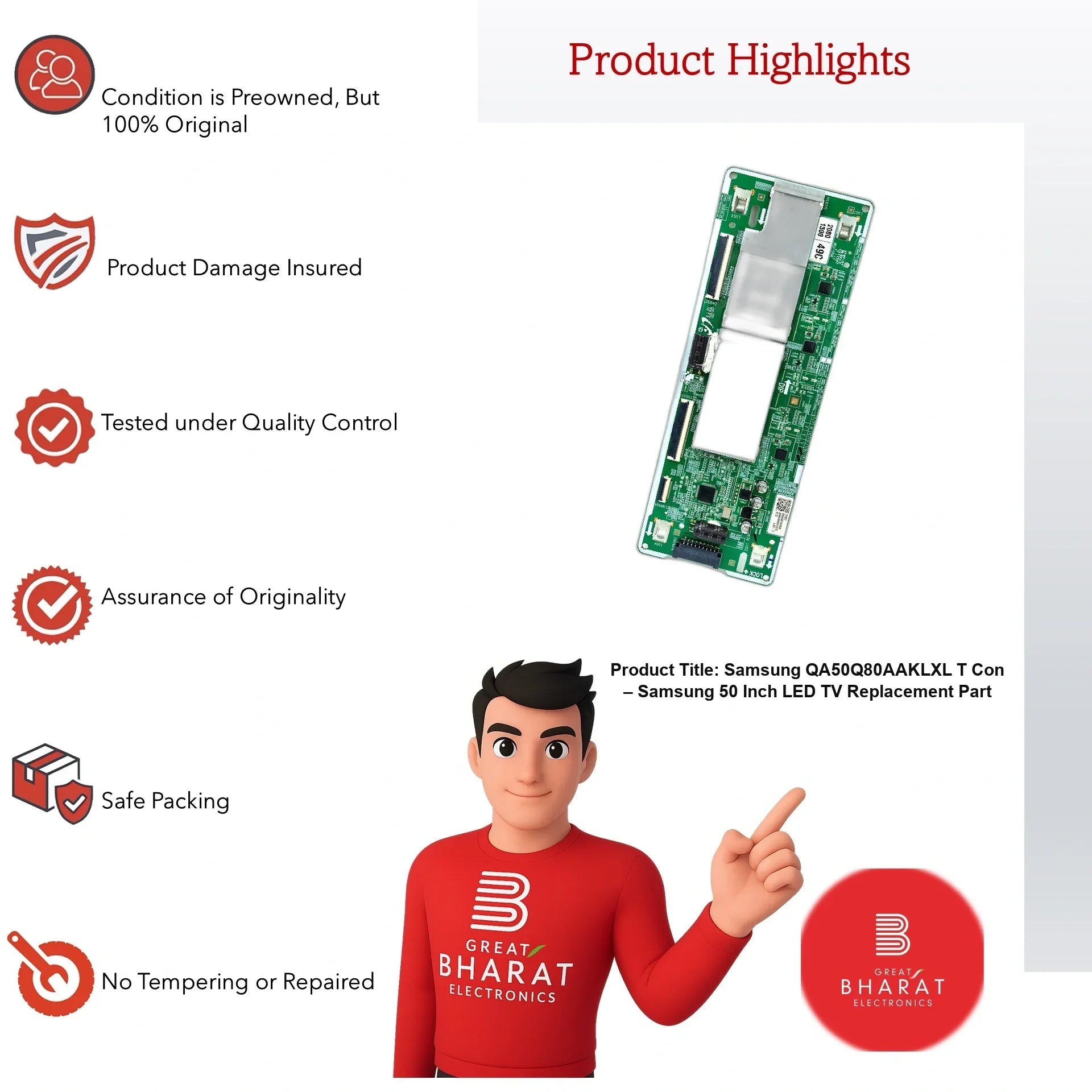 Samsung QA50Q80AAKLXL T-Con Board – Samsung 50 Inch LED TV Replacement Part - Great Bharat Electronics
