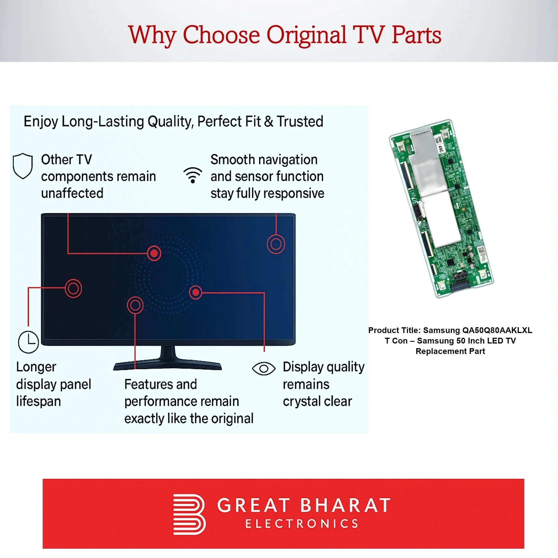 Samsung QA50Q80AAKLXL T-Con Board – Samsung 50 Inch LED TV Replacement Part - Great Bharat Electronics