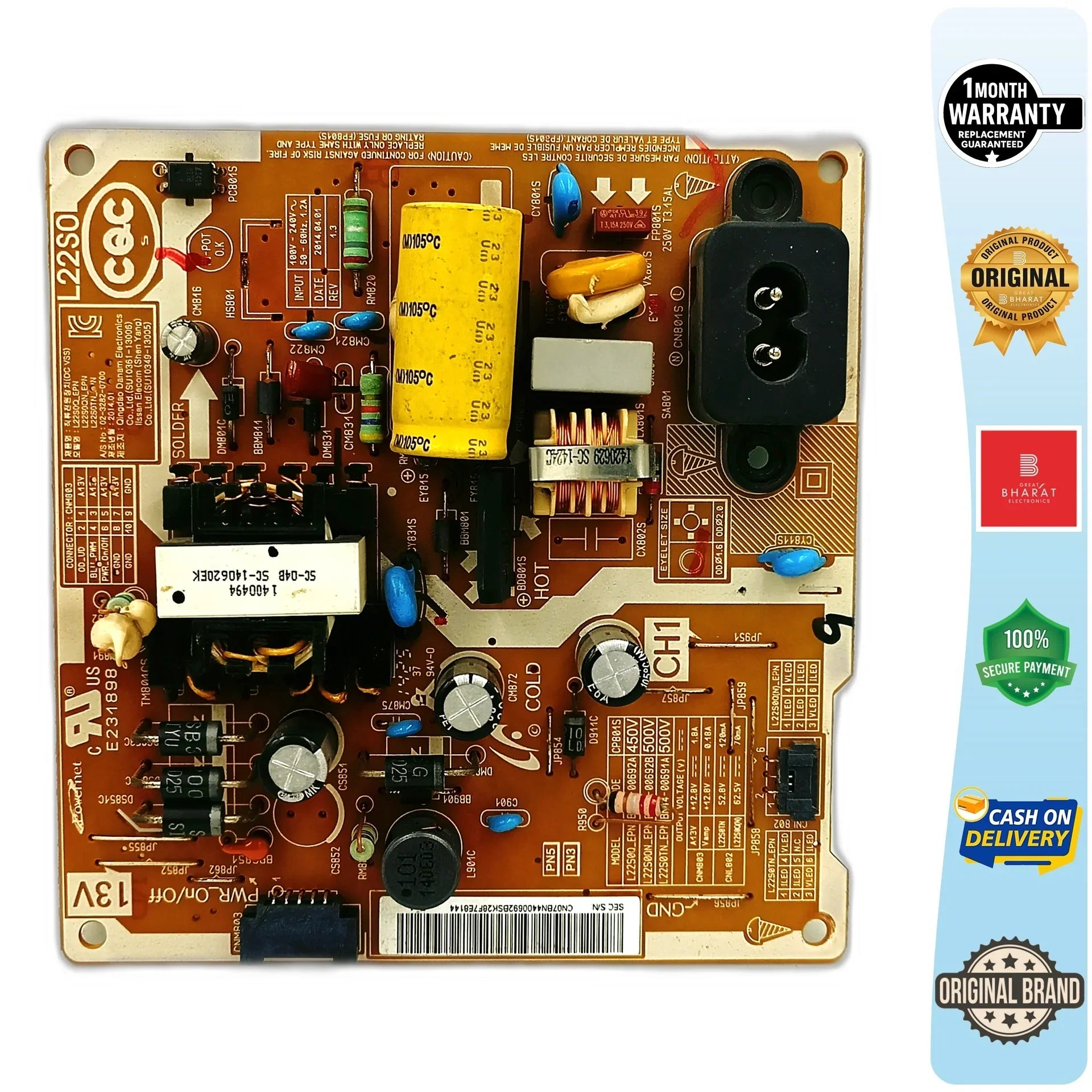 Samsung UA20H4003ARLXL Power Supply Board – Samsung 20 Inch LED TV SMPS Replacement - Great Bharat Electronics
