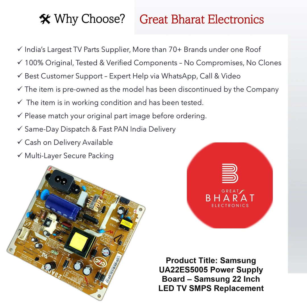 Samsung UA22ES5005 Power Supply Board – Samsung 22 Inch LED TV SMPS Replacement - Great Bharat Electronics