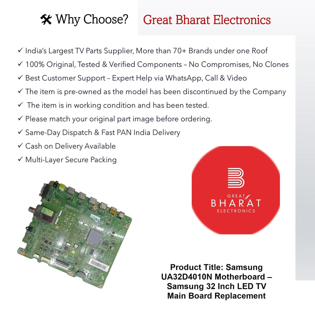 Samsung UA32D4010N Motherboard – Samsung 32 Inch LED TV Main Board Replacement - Great Bharat Electronics