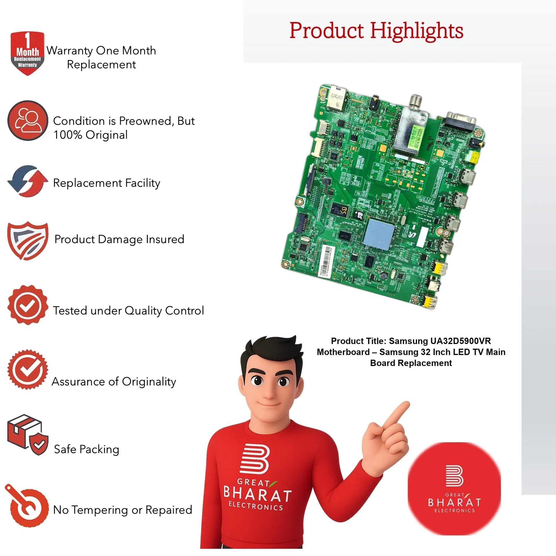 Samsung UA32D5900VR Motherboard – Samsung 32 Inch LED TV Main Board Replacement - Great Bharat Electronics