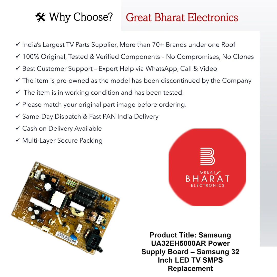 Samsung UA32EH5000AR Power Supply Board – Samsung 32 Inch LED TV SMPS Replacement - Great Bharat Electronics