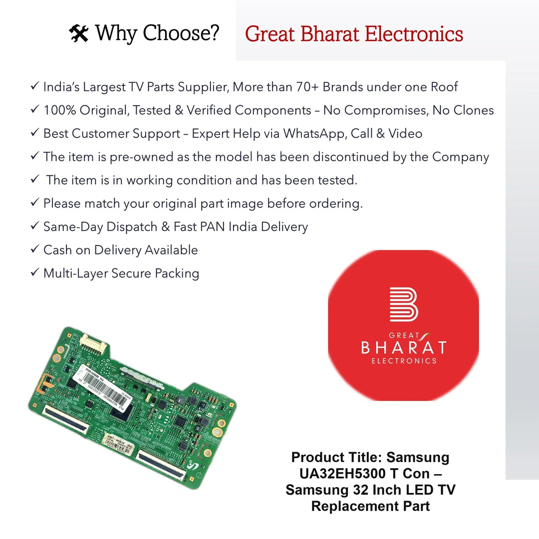 Samsung UA32EH5300 T-Con Board – Samsung 32 Inch LED TV Replacement Part - Great Bharat Electronics