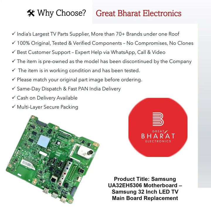 Samsung UA32EH5306 Motherboard – Samsung 32 Inch LED TV Main Board Replacement - Great Bharat Electronics