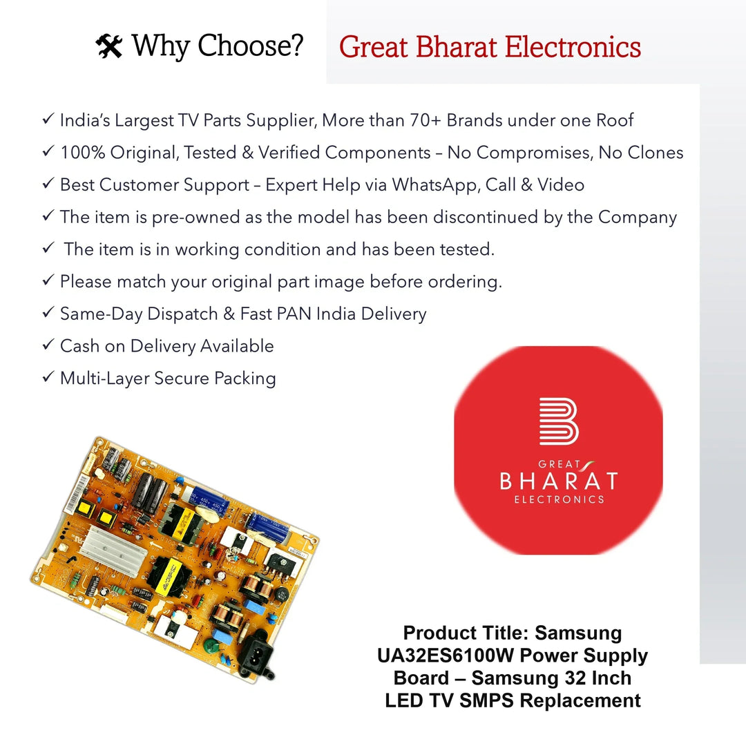 Samsung UA32ES6100W Power Supply Board – Samsung 32 Inch LED TV SMPS Replacement - Great Bharat Electronics