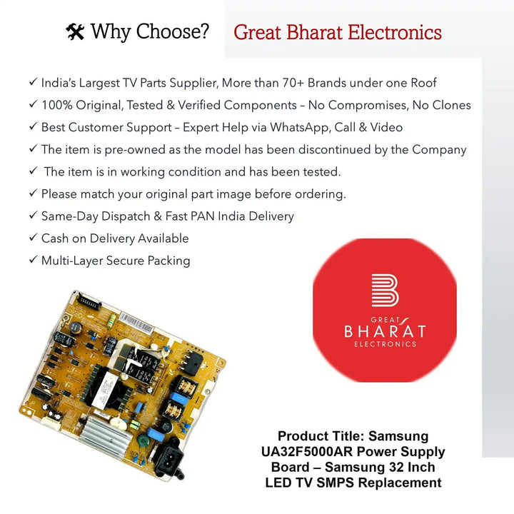 Samsung UA32F5000AR Power Supply Board – Samsung 32 Inch LED TV SMPS Replacement - Great Bharat Electronics
