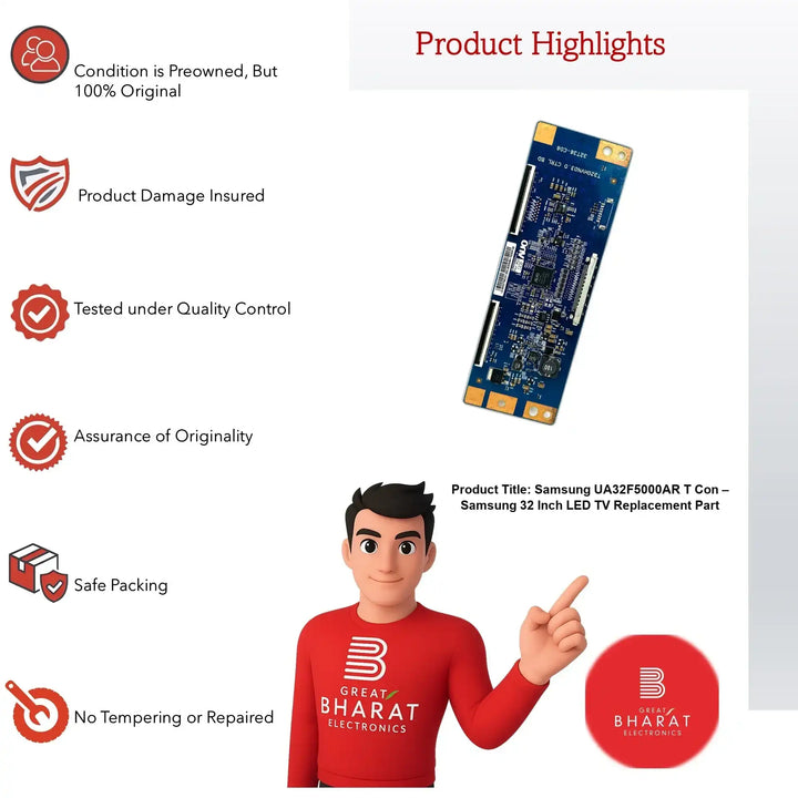 Samsung UA32F5000AR T-Con Board – Samsung 32 Inch LED TV Replacement Part - Great Bharat Electronics