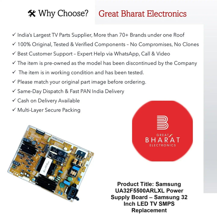 Samsung UA32F5500ARLXL Power Supply Board – Samsung 32 Inch LED TV SMPS Replacement - Great Bharat Electronics