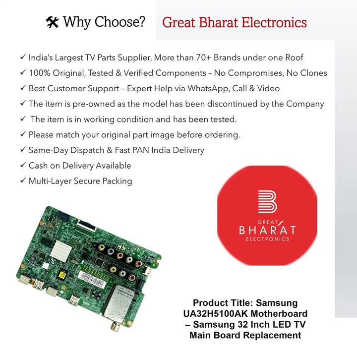 Samsung UA32H5100AK Motherboard – Samsung 32 Inch LED TV Main Board Replacement - Great Bharat Electronics