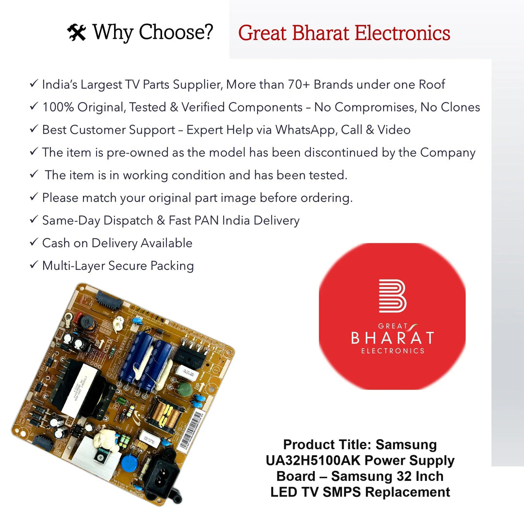 Samsung UA32H5100AK Power Supply Board – Samsung 32 Inch LED TV SMPS Replacement - Great Bharat Electronics