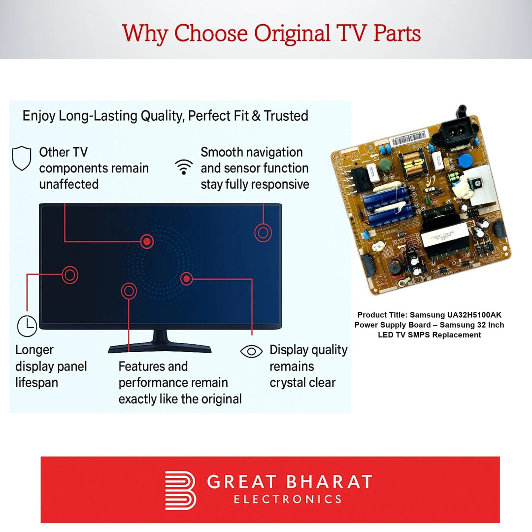 Samsung UA32H5100AK Power Supply Board – Samsung 32 Inch LED TV SMPS Replacement - Great Bharat Electronics