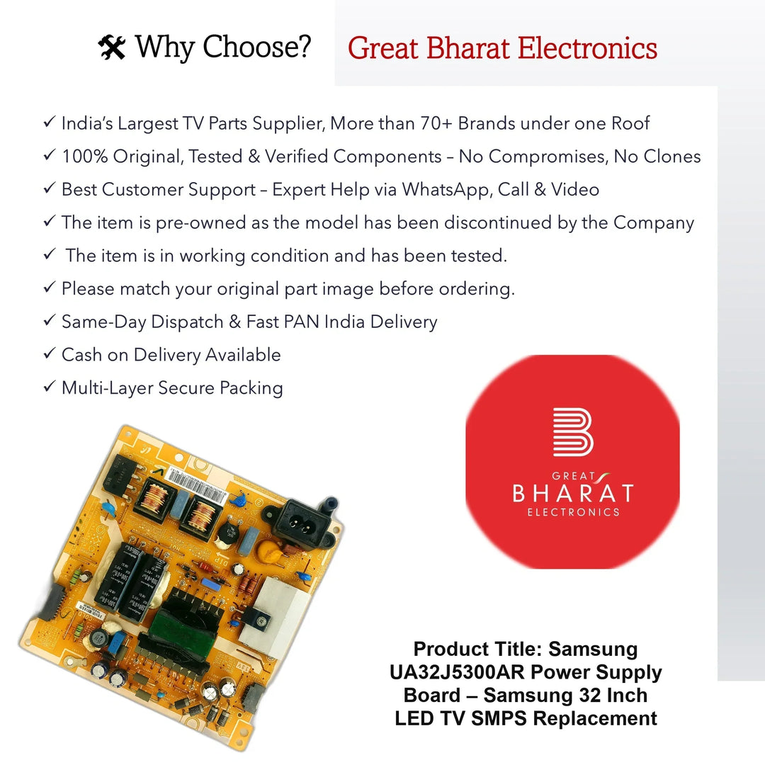Samsung UA32J5300AR Power Supply Board – Samsung 32 Inch LED TV SMPS Replacement - Great Bharat Electronics