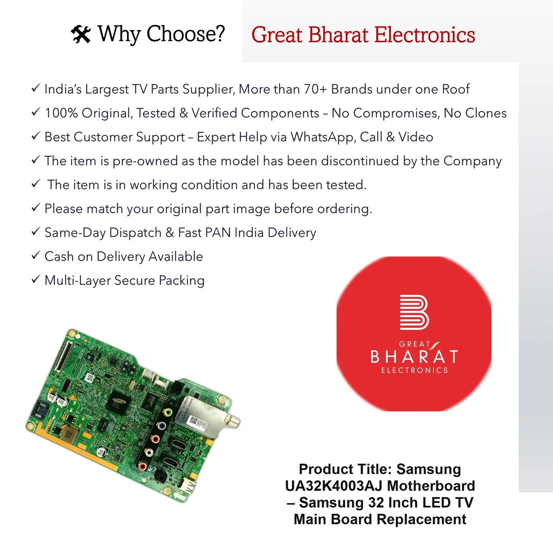 Samsung UA32K4003AJ Motherboard – Samsung 32 Inch LED TV Main Board Replacement - Great Bharat Electronics