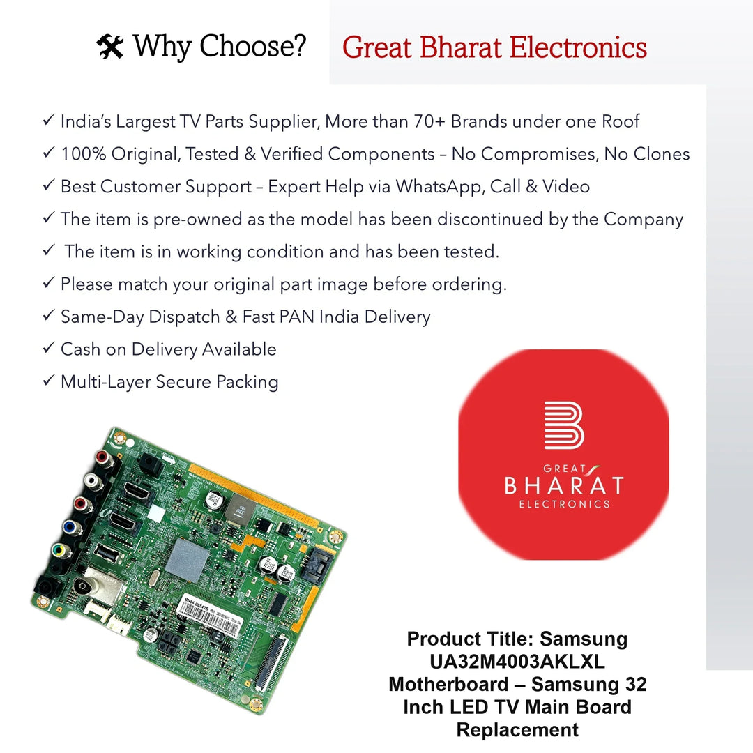 Samsung UA32M4003AKLXL Motherboard – Samsung 32 Inch LED TV Main Board Replacement - Great Bharat Electronics