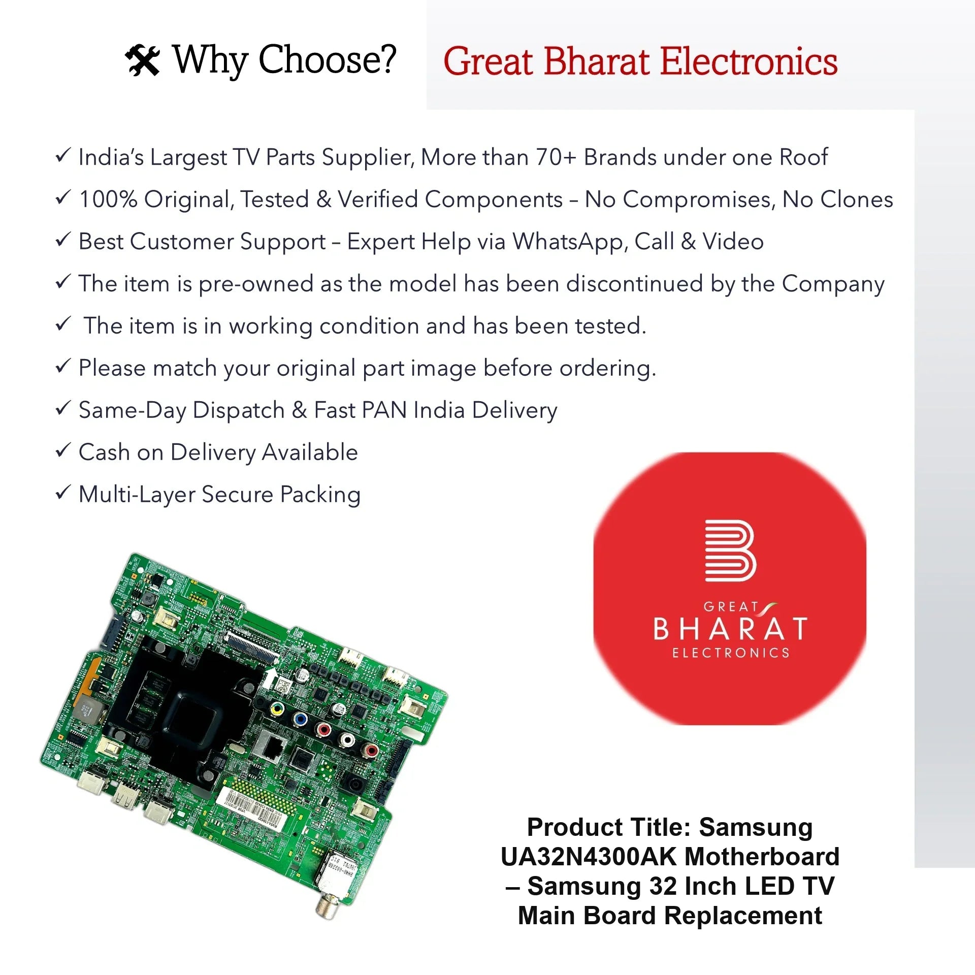 Samsung UA32N4300AK Motherboard – Samsung 32 Inch LED TV Main Board Replacement - Great Bharat Electronics