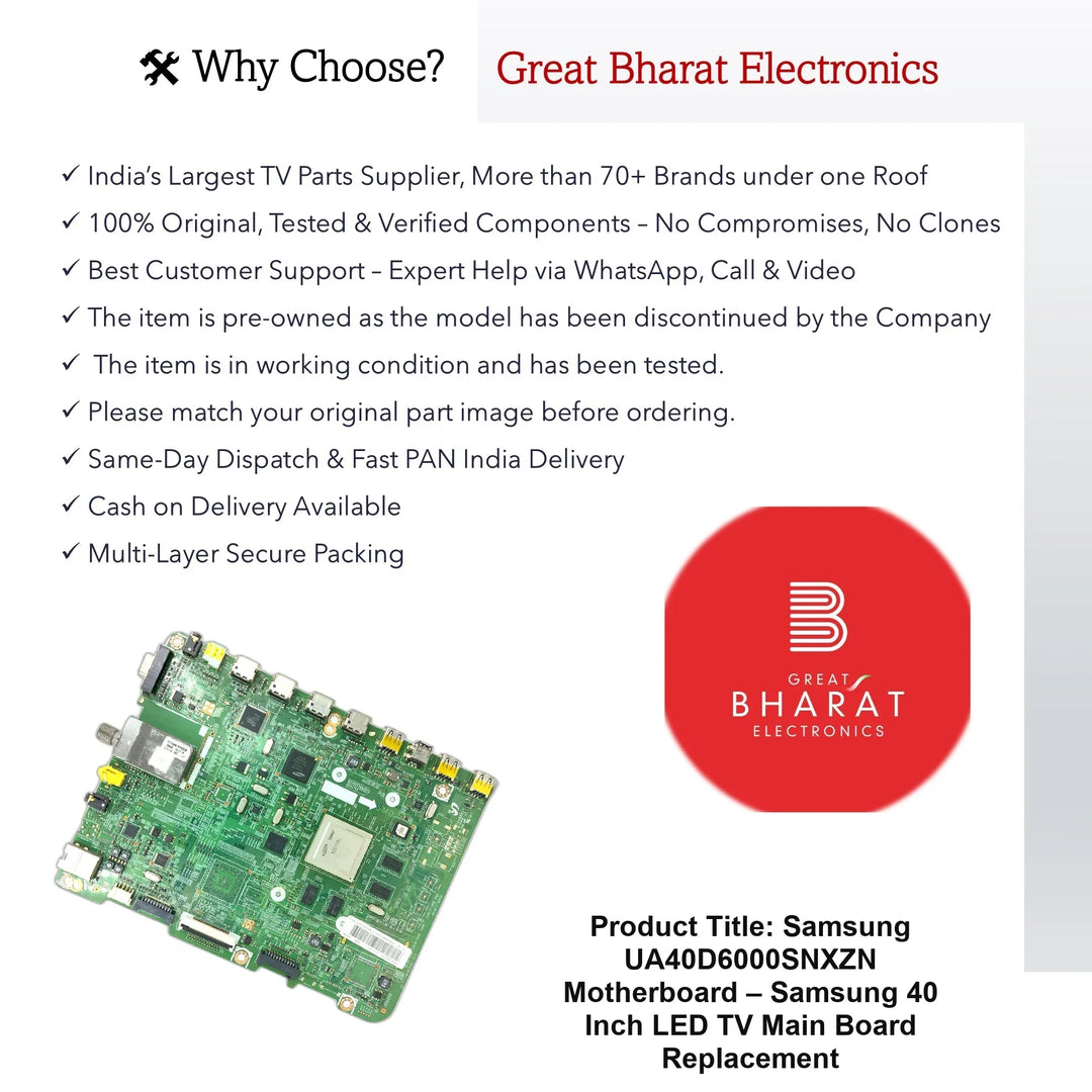 Samsung UA40D6000SNXZN Motherboard – Samsung 40 Inch LED TV Main Board Replacement - Great Bharat Electronics