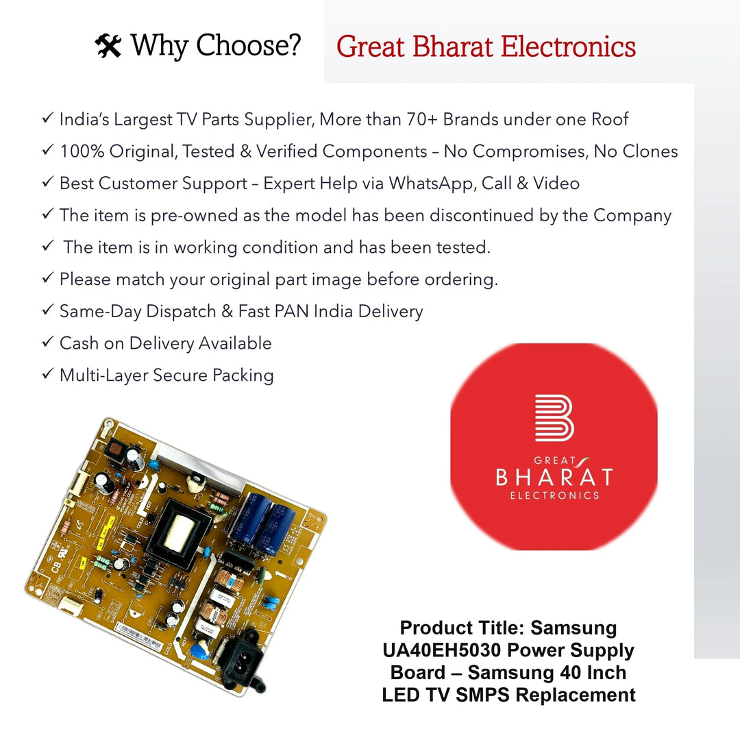 Samsung UA40EH5030 Power Supply Board – Samsung 40 Inch LED TV SMPS Replacement - Great Bharat Electronics