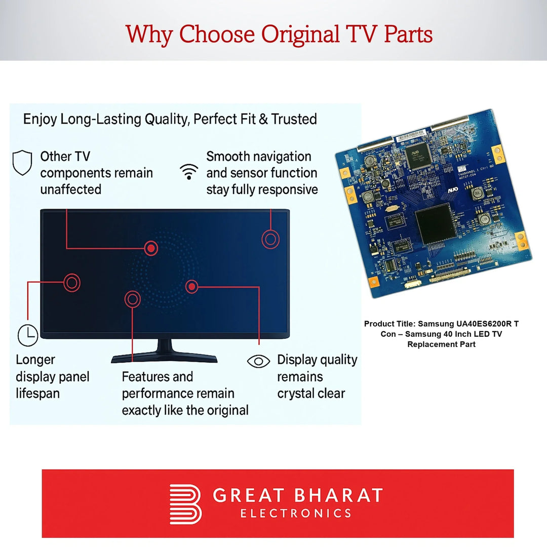 Samsung UA40ES6200R T-Con Board – Samsung 40 Inch LED TV Replacement Part - Great Bharat Electronics