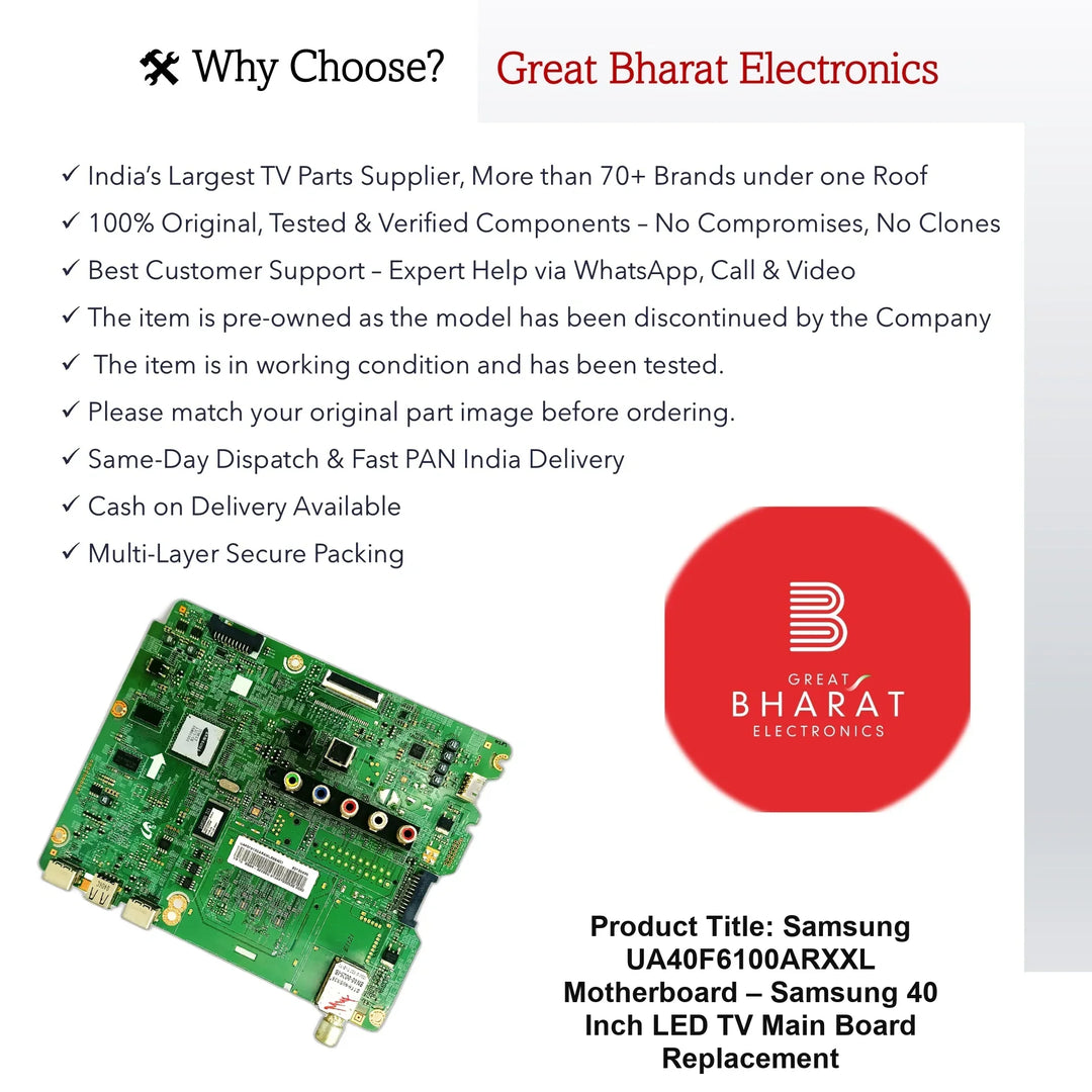 Samsung UA40F6100ARXXL Motherboard – Samsung 40 Inch LED TV Main Board Replacement - Great Bharat Electronics