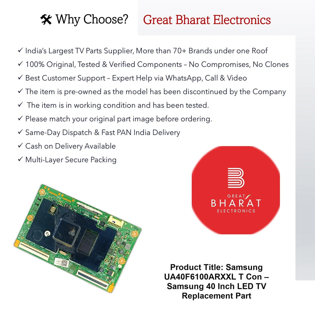Samsung UA40F6100ARXXL T-Con Board – Samsung 40 Inch LED TV Replacement Part - Great Bharat Electronics