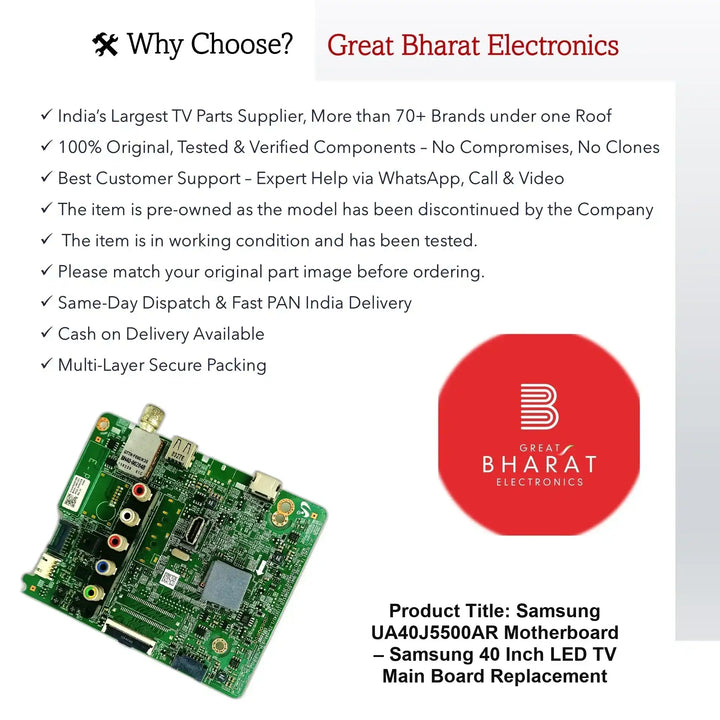 Samsung UA40J5500AR Motherboard – Samsung 40 Inch LED TV Main Board Replacement - Great Bharat Electronics