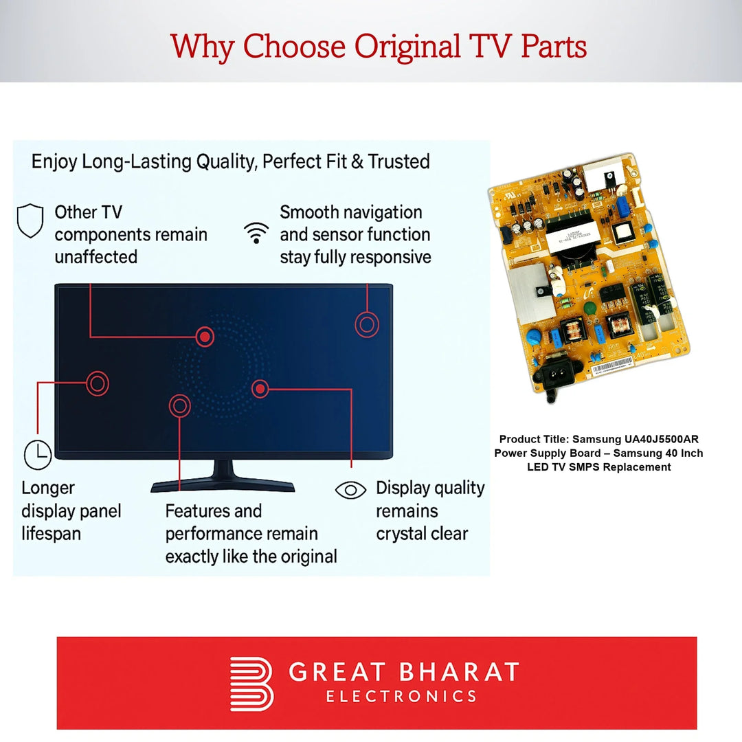 Samsung UA40J5500AR Power Supply Board – Samsung 40 Inch LED TV SMPS Replacement - Great Bharat Electronics
