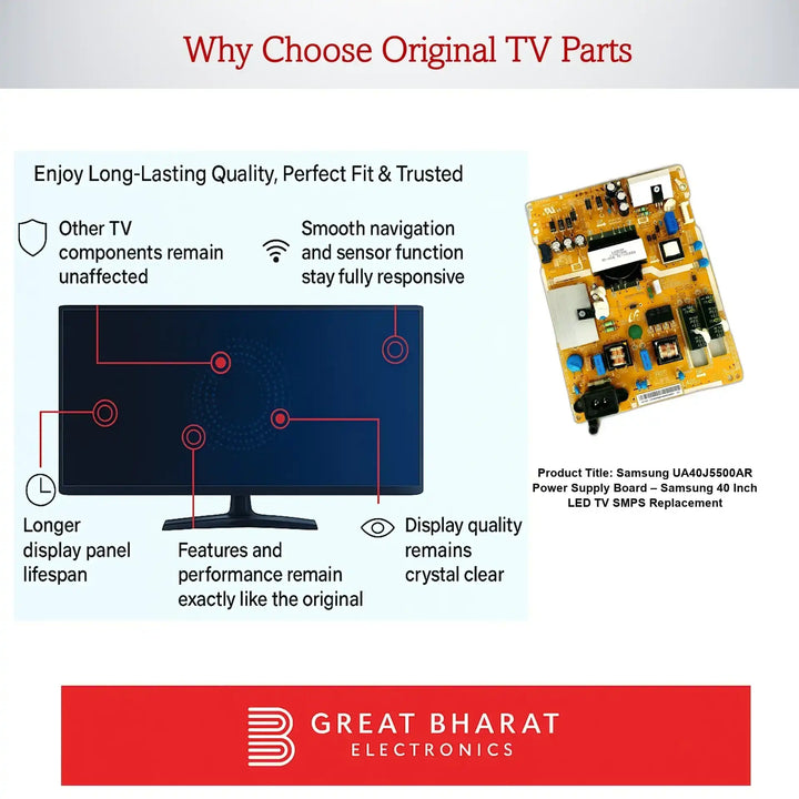 Samsung UA40J5500AR Power Supply Board – Samsung 40 Inch LED TV SMPS Replacement - Great Bharat Electronics