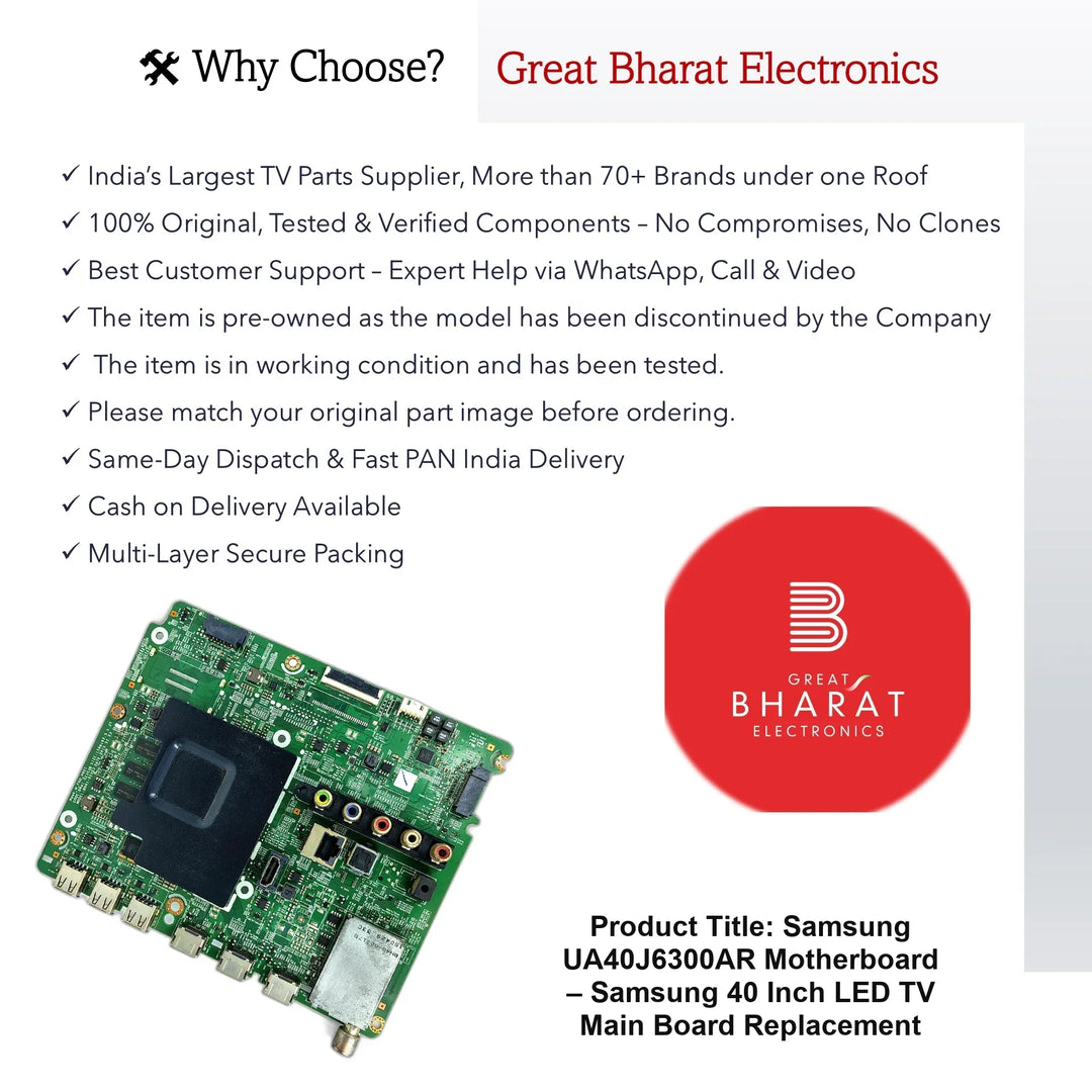 Samsung UA40J6300AR Motherboard – Samsung 40 Inch LED TV Main Board Replacement - Great Bharat Electronics