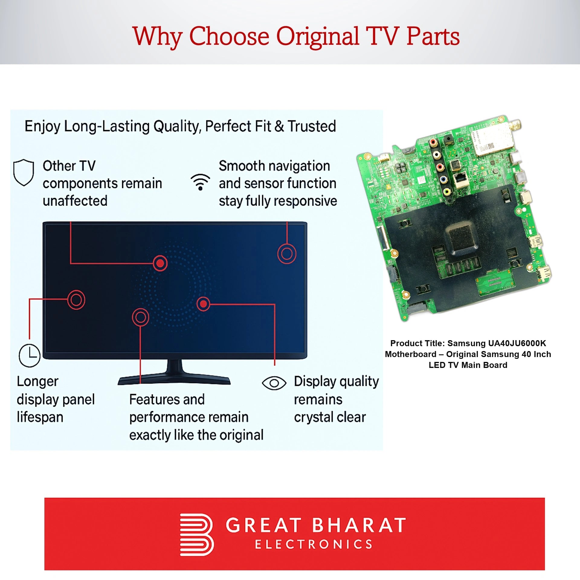 Samsung UA40JU6000K Motherboard – Original Samsung 40 Inch LED TV Main Board - Great Bharat Electronics